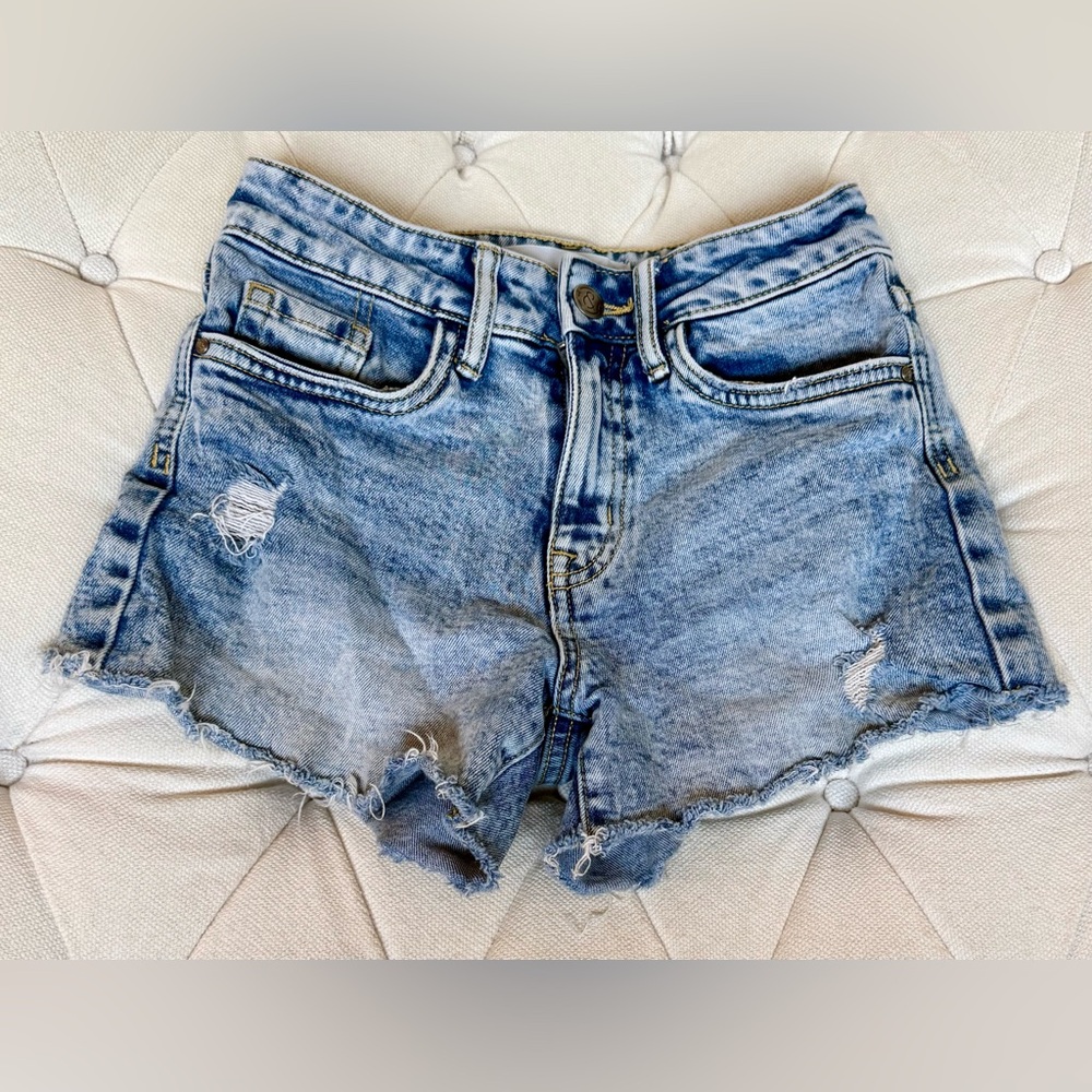 Distressed Denim Girls Shorts